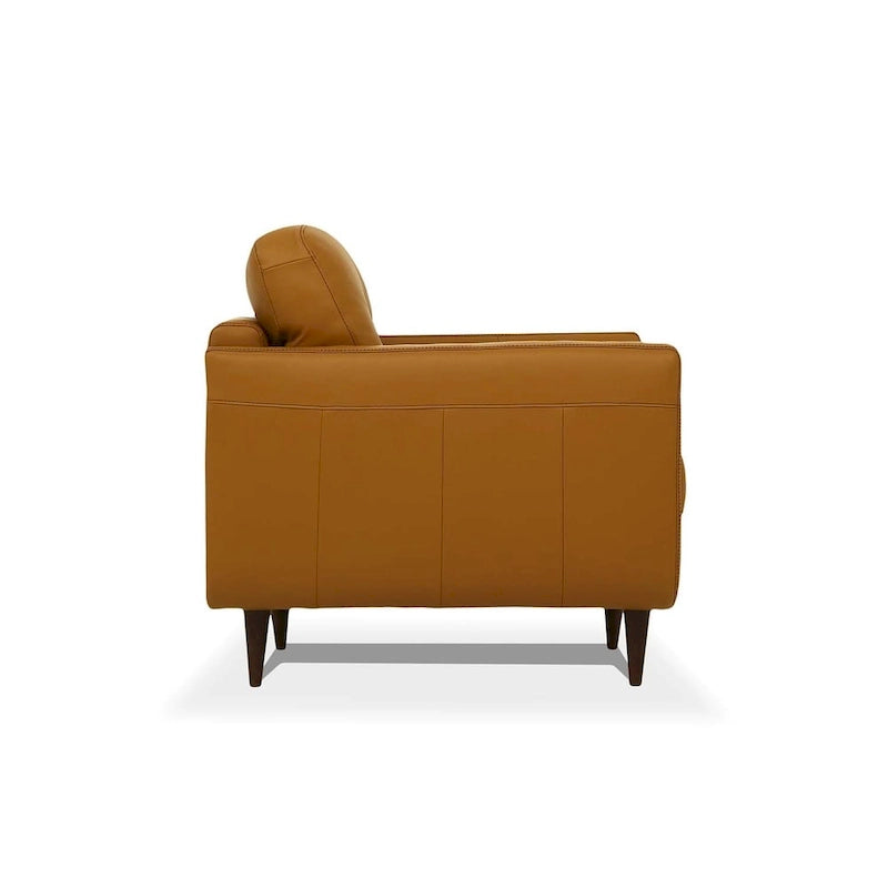 83" Orange Leather Sofa with Black Legs