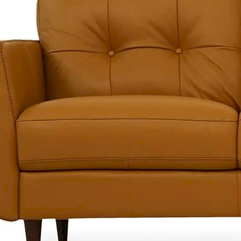 83" Orange Leather Sofa with Black Legs