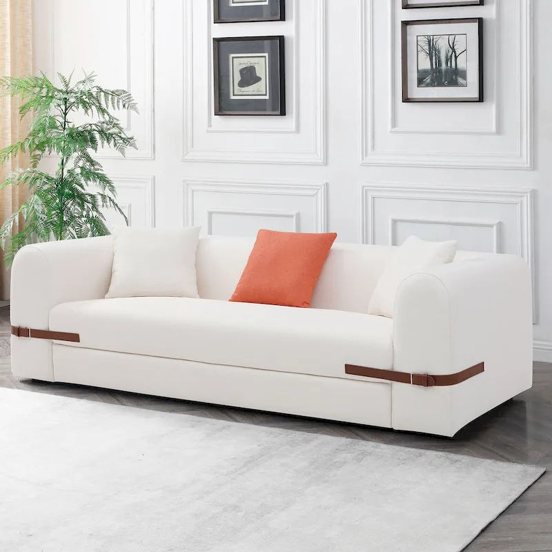 3-Seater Upholstered Sofa Mutiple Color Loveseat Couch with Pillows