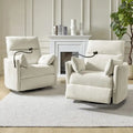 Modern 38" Power Rocking Swivel Nursery Recliner with USB Ports, Set of 2