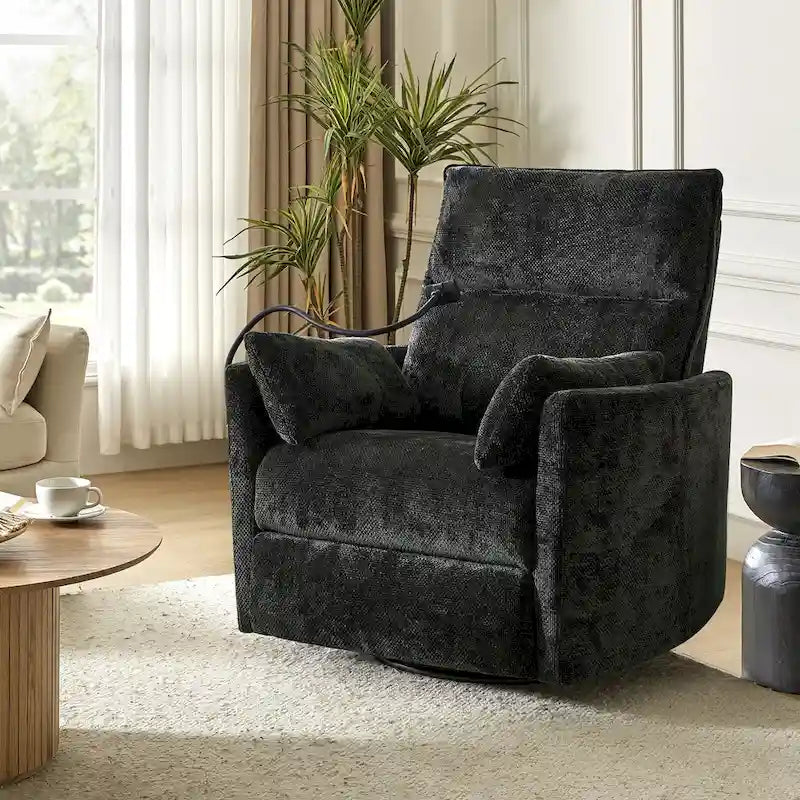 Modern 38" Power Rocking Swivel Nursery Recliner with USB Ports, Set of 2