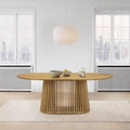 79" Solid Wood Oval Dining Table with Slatted Pedestal Base
