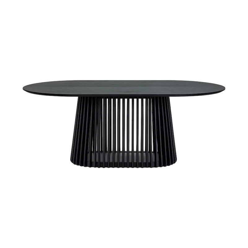 79" Solid Wood Oval Dining Table with Slatted Pedestal Base