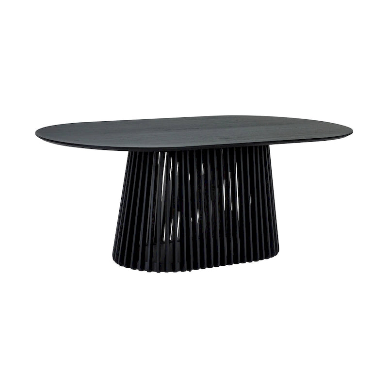 79" Solid Wood Oval Dining Table with Slatted Pedestal Base