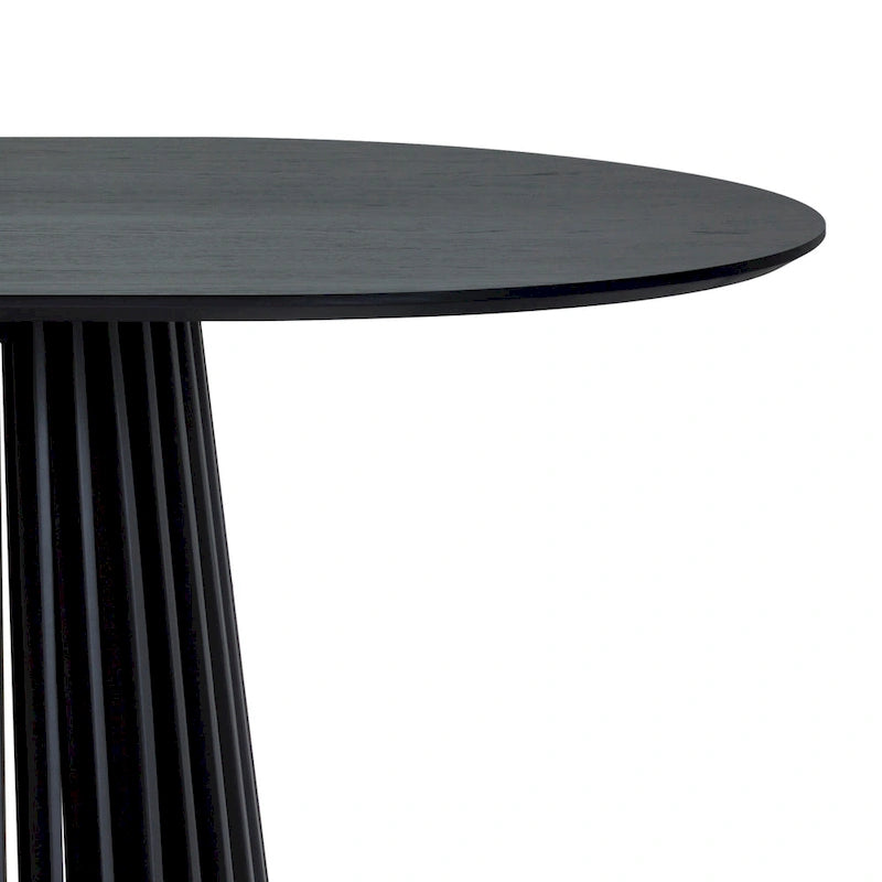 79" Solid Wood Oval Dining Table with Slatted Pedestal Base