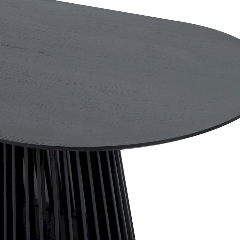 79" Solid Wood Oval Dining Table with Slatted Pedestal Base