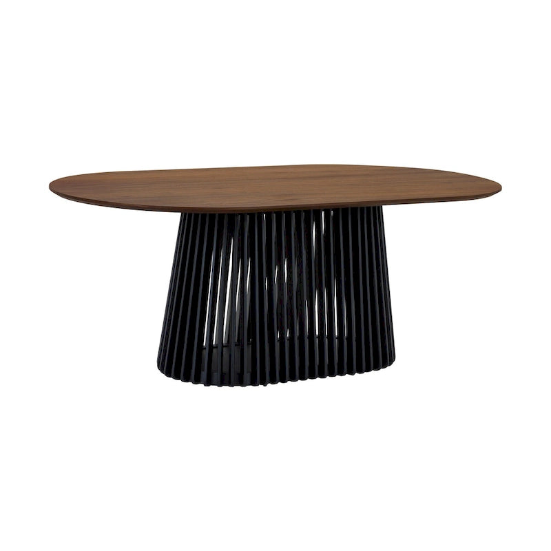 79" Solid Wood Oval Dining Table with Slatted Pedestal Base