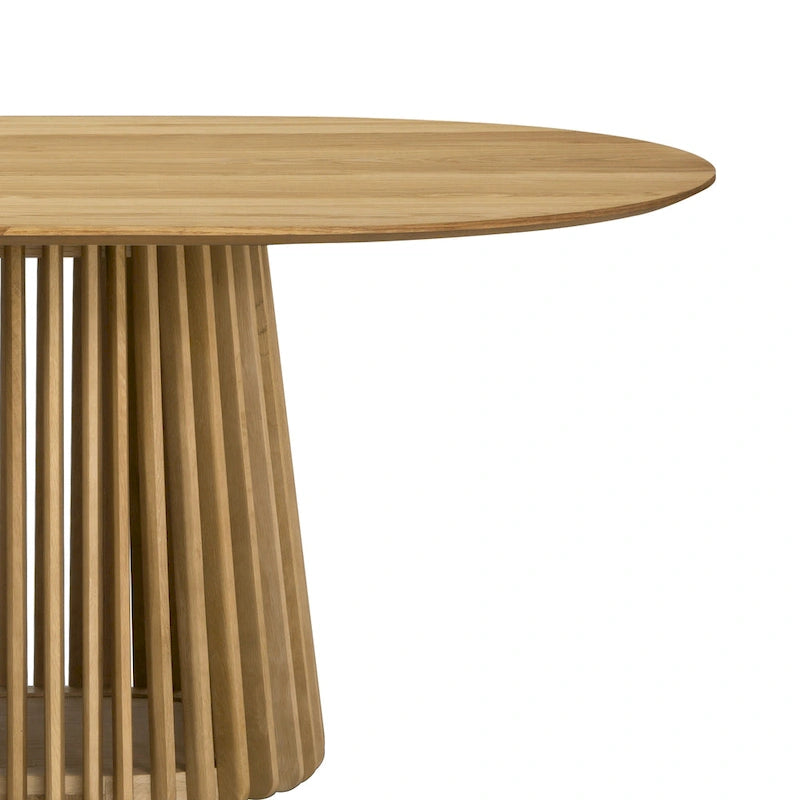 79" Solid Wood Oval Dining Table with Slatted Pedestal Base