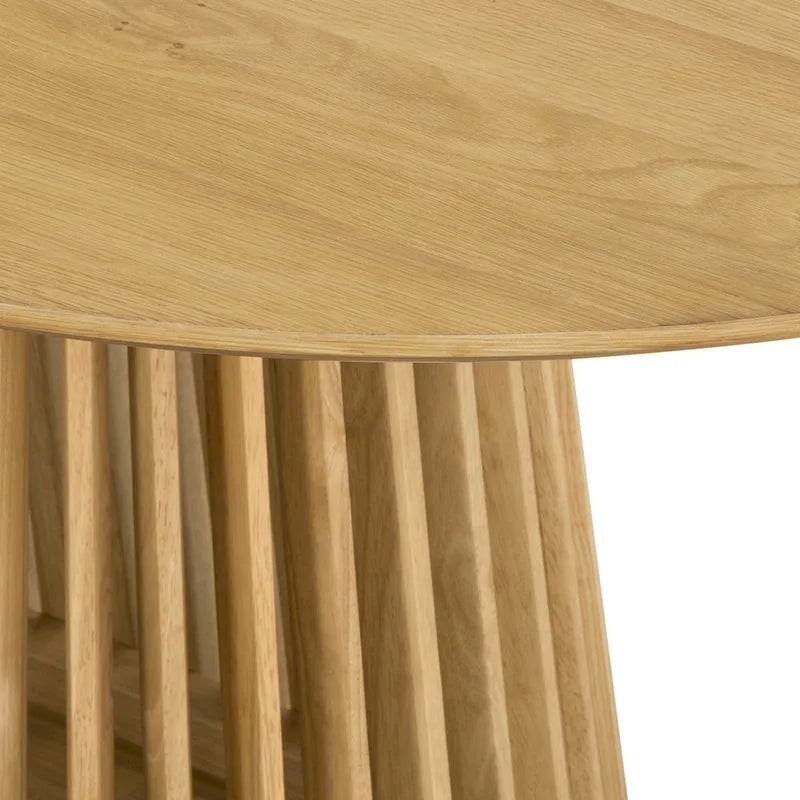 79" Solid Wood Oval Dining Table with Slatted Pedestal Base