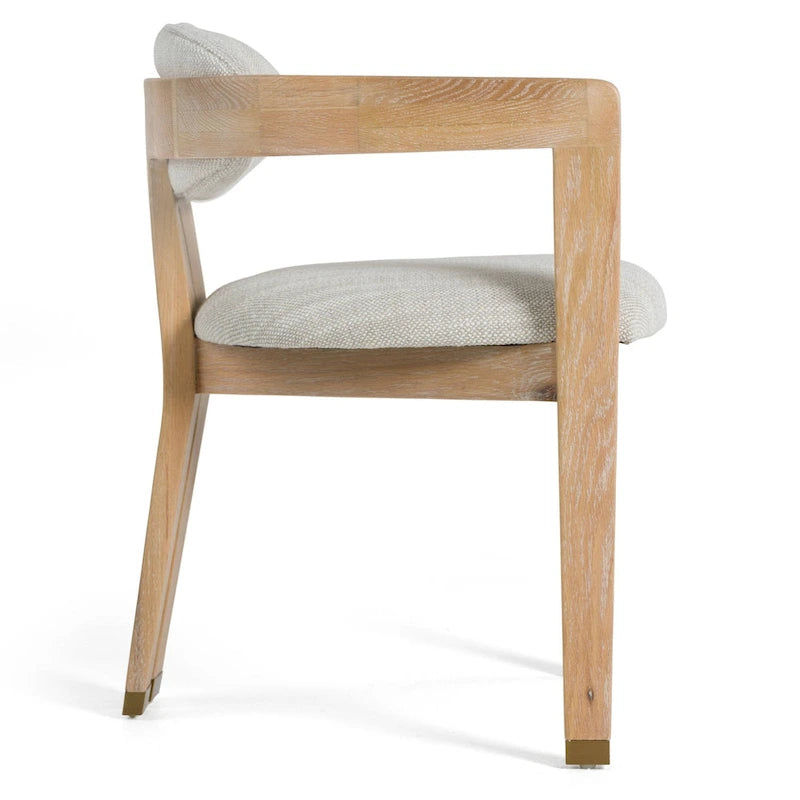 Modern Off-White Fabric & White Wash Oak Dining Chair