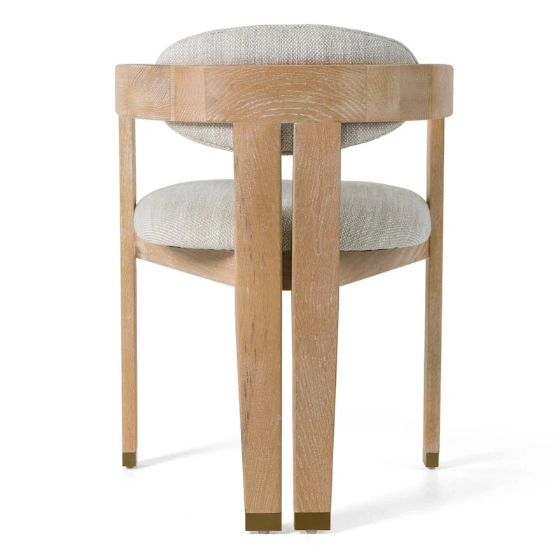Modern Off-White Fabric & White Wash Oak Dining Chair