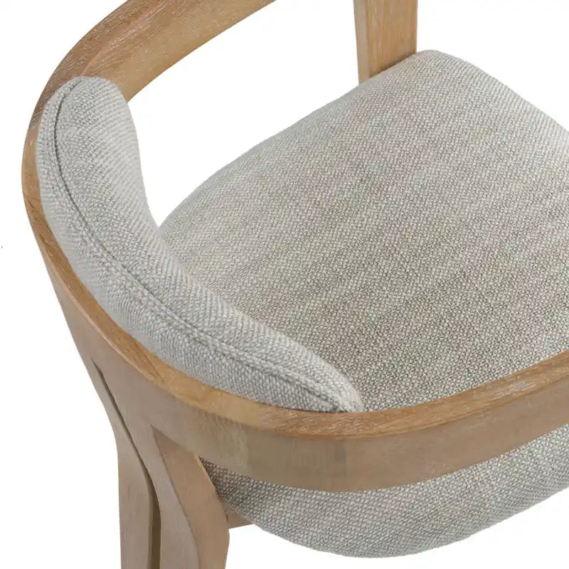 Modern Off-White Fabric & White Wash Oak Dining Chair