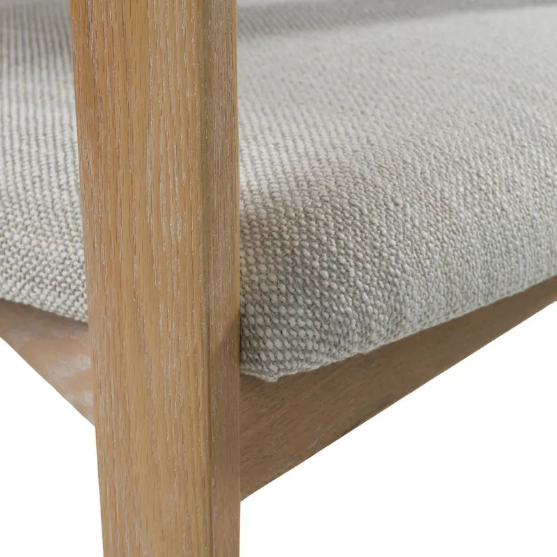Modern Off-White Fabric & White Wash Oak Dining Chair