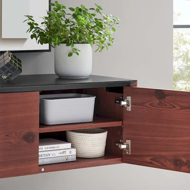 Wall-Mount Office Storage Cabinet with Magnetic-Close Doors and Shelf