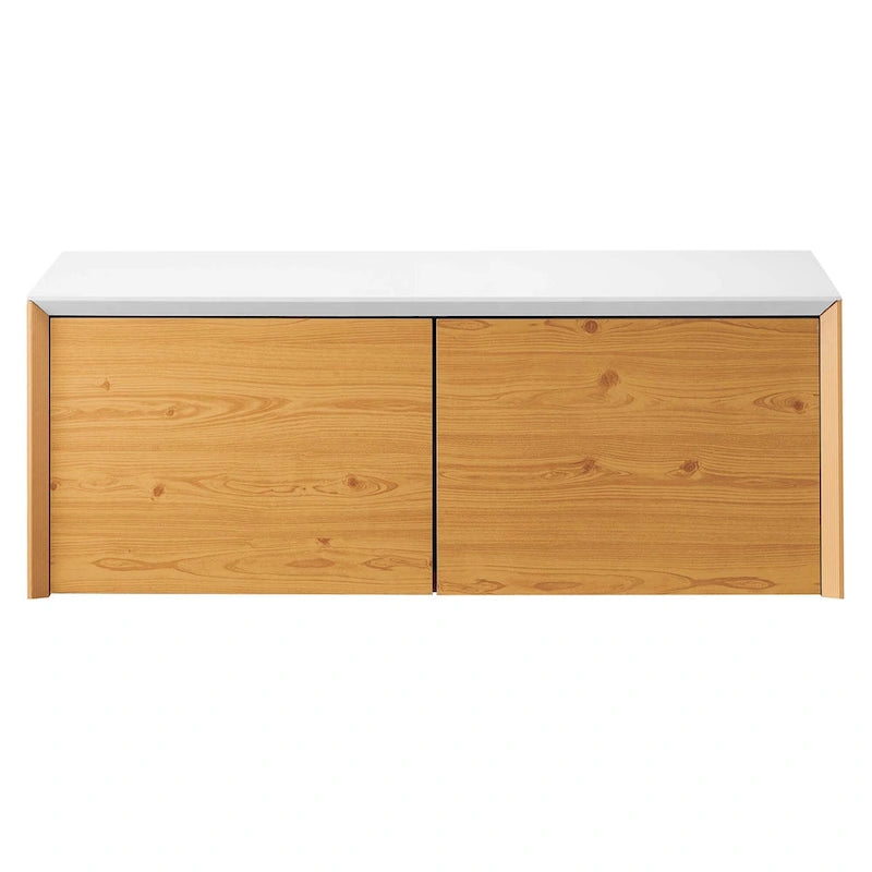 Wall-Mount Office Storage Cabinet with Magnetic-Close Doors and Shelf