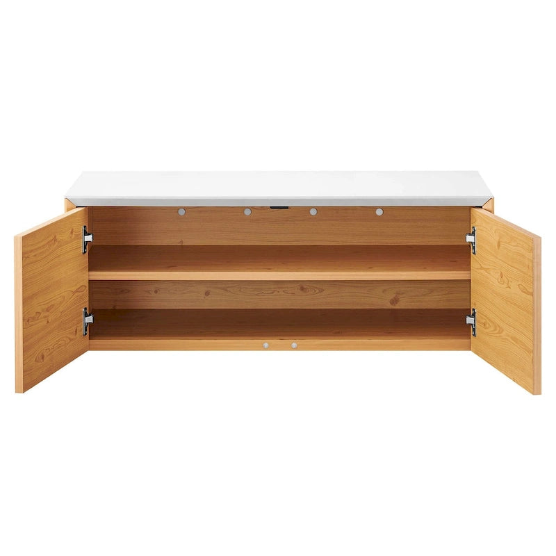 Wall-Mount Office Storage Cabinet with Magnetic-Close Doors and Shelf