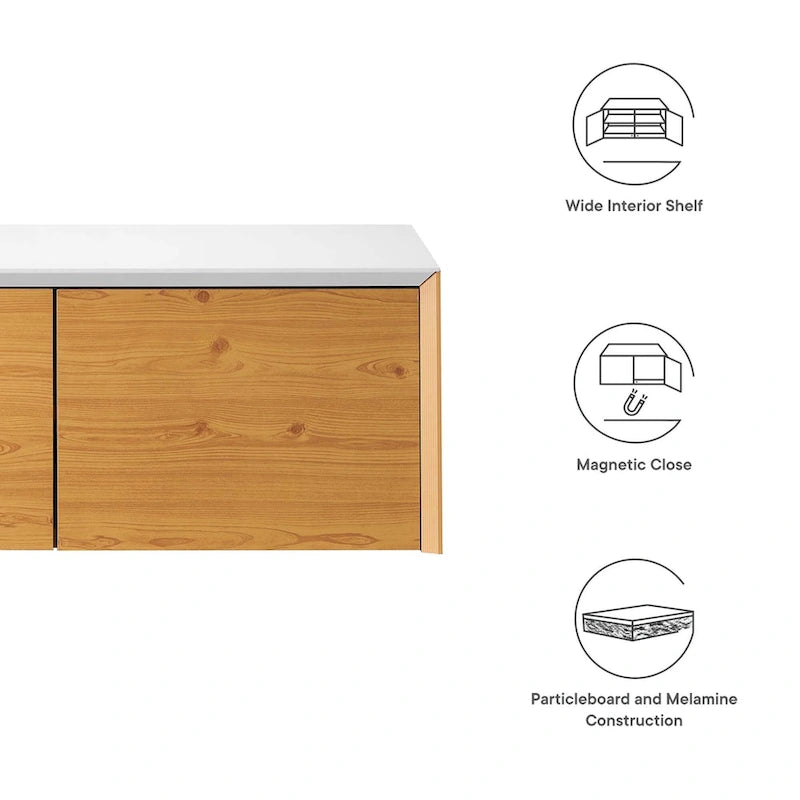 Wall-Mount Office Storage Cabinet with Magnetic-Close Doors and Shelf