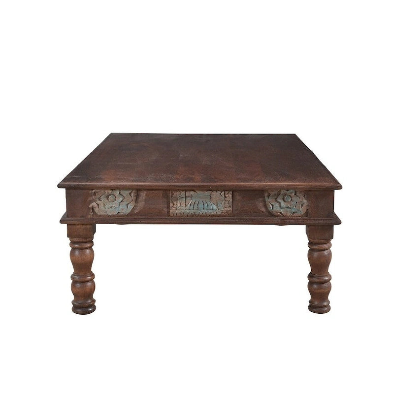 Carved Panel Reclaimed Wood Coffee Table, 55x34 in