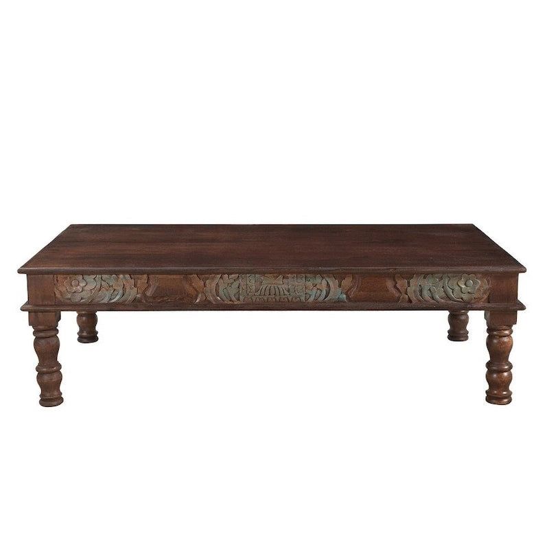 Carved Panel Reclaimed Wood Coffee Table, 55x34 in