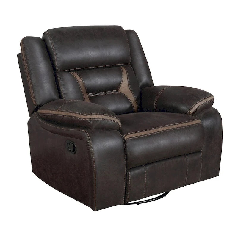 41" Gliding Manual Recliner with Pillowtop, Dark Brown Faux Leather