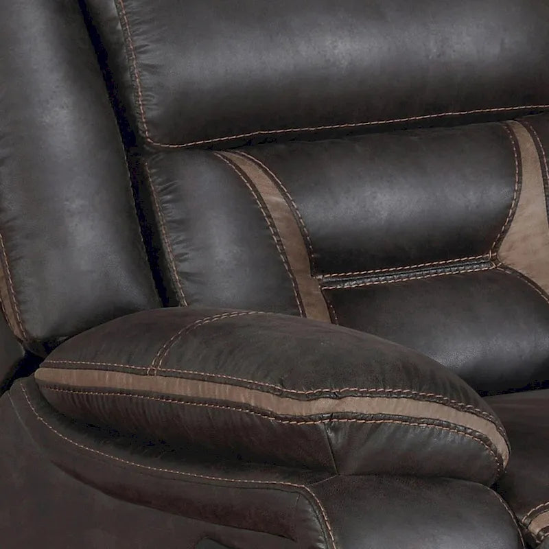 41" Gliding Manual Recliner with Pillowtop, Dark Brown Faux Leather
