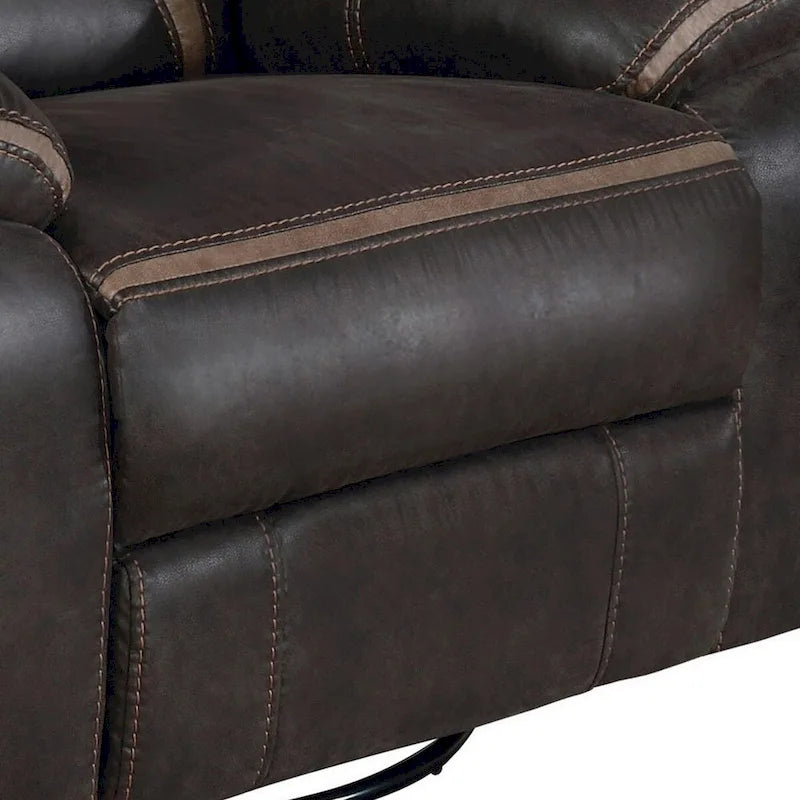 41" Gliding Manual Recliner with Pillowtop, Dark Brown Faux Leather