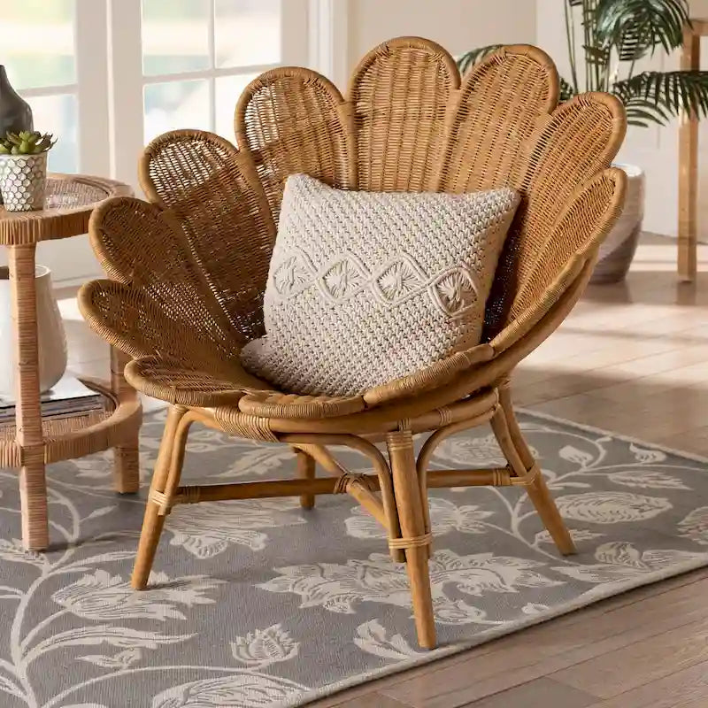 Bohemian Honey Rattan Accent Flower Chair