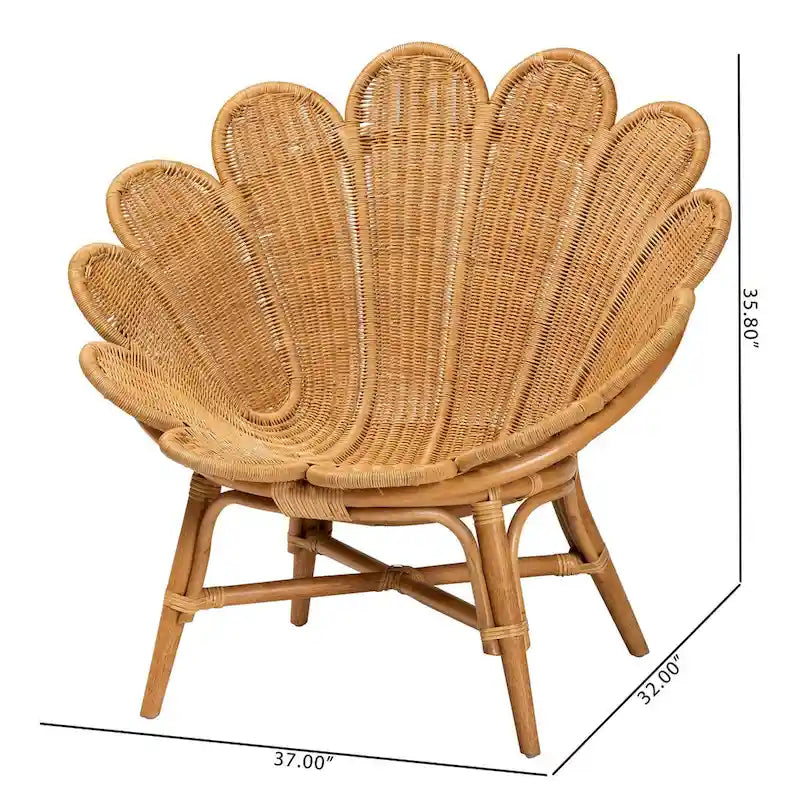 Bohemian Honey Rattan Accent Flower Chair
