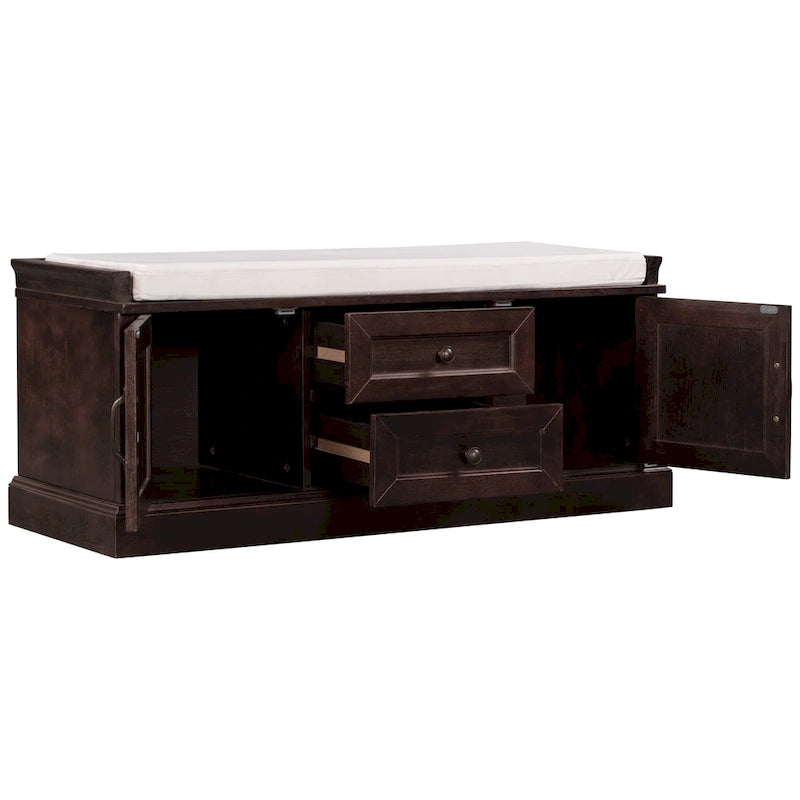 Storage Bench with 2 Drawers and 2 Cabinets