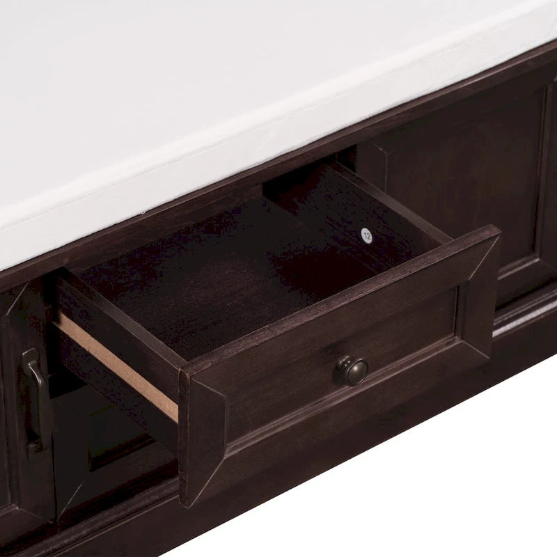 Storage Bench with 2 Drawers and 2 Cabinets