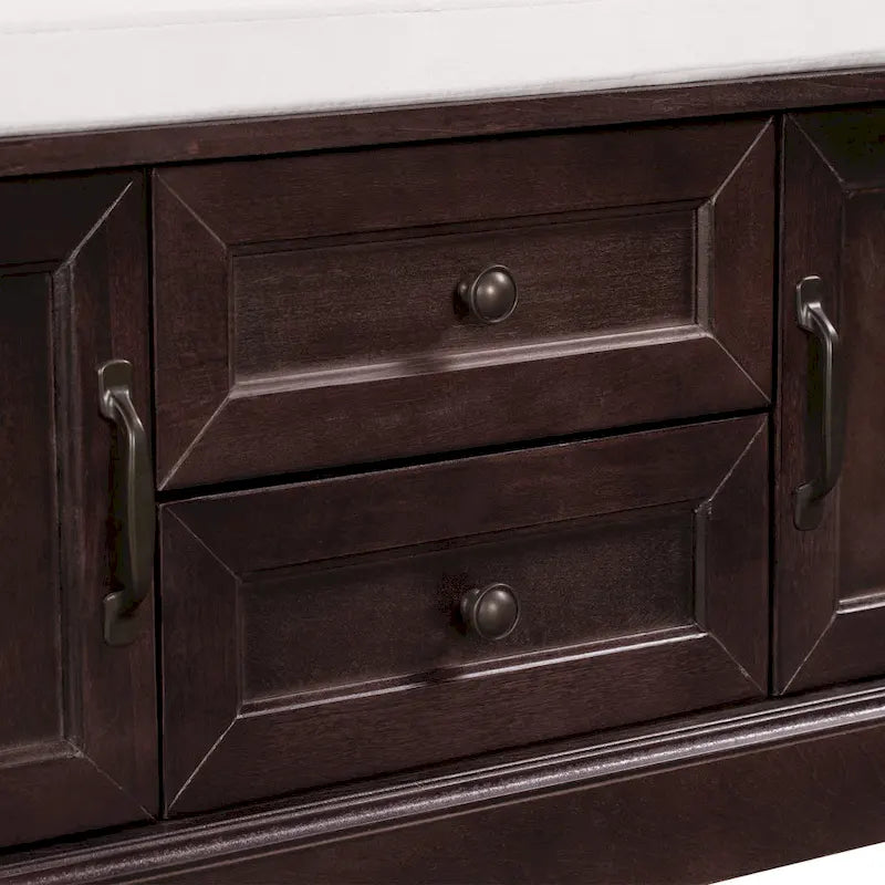 Storage Bench with 2 Drawers and 2 Cabinets