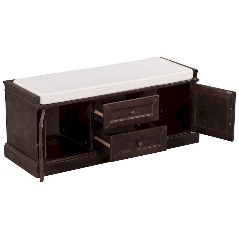 Storage Bench with 2 Drawers and 2 Cabinets