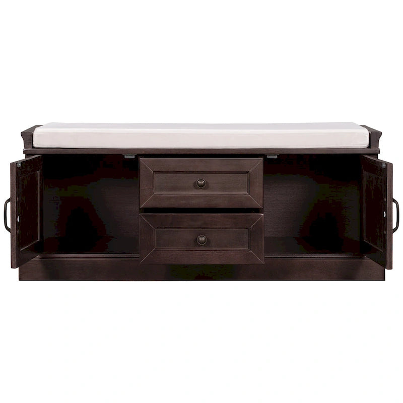 Storage Bench with 2 Drawers and 2 Cabinets