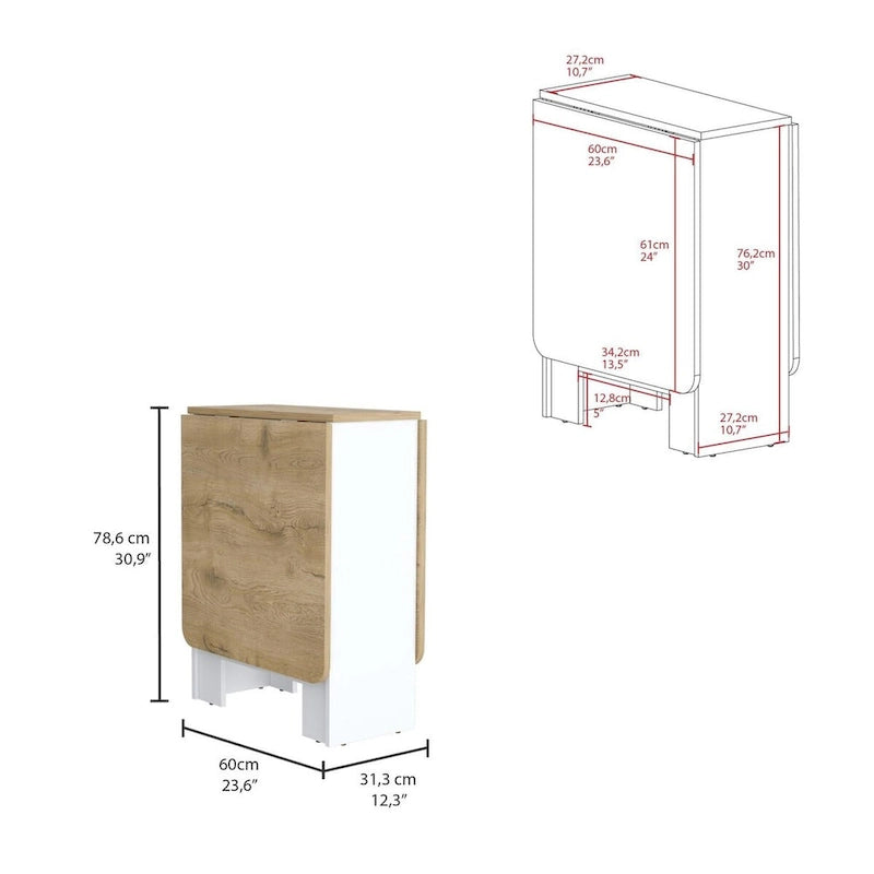 Gateleg Folding Table, Space-Saving Compact Design