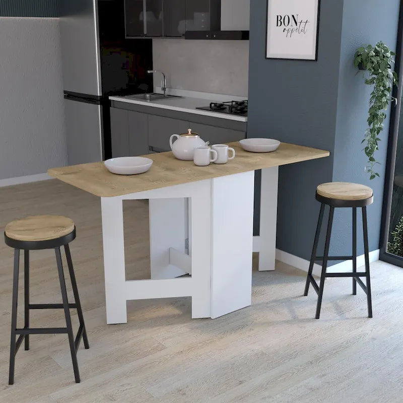 Tavolo pieghevole con gambe a cancello, design compatto salvaspazio